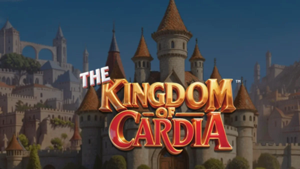 The Kingdom of Cardia slot machine interface featuring fantasy card symbols
